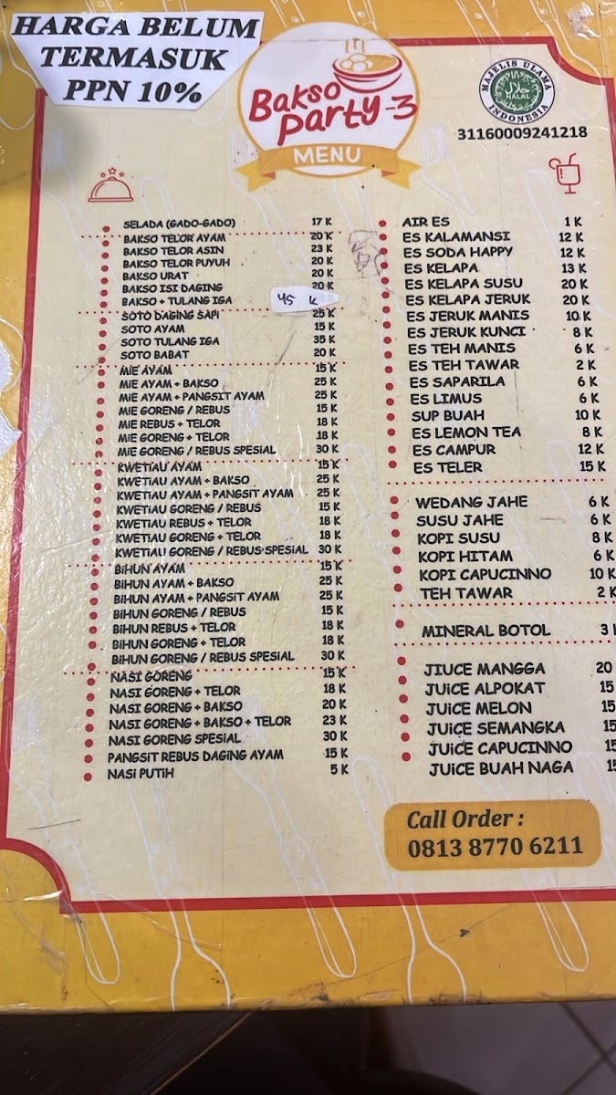 Menu Bakso Party 3 Cabang Sungailiat-1