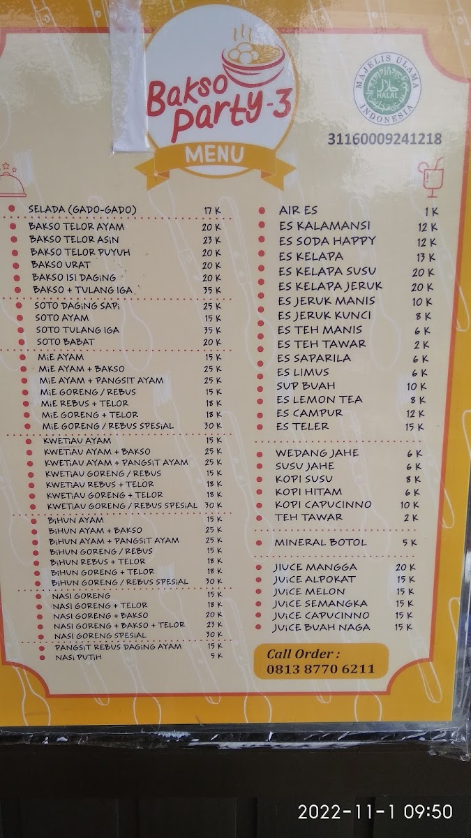 Menu Bakso Party 3 Cabang Sungailiat-7