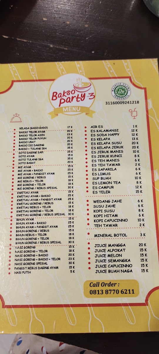 Menu Bakso Party 3 Cabang Sungailiat-8
